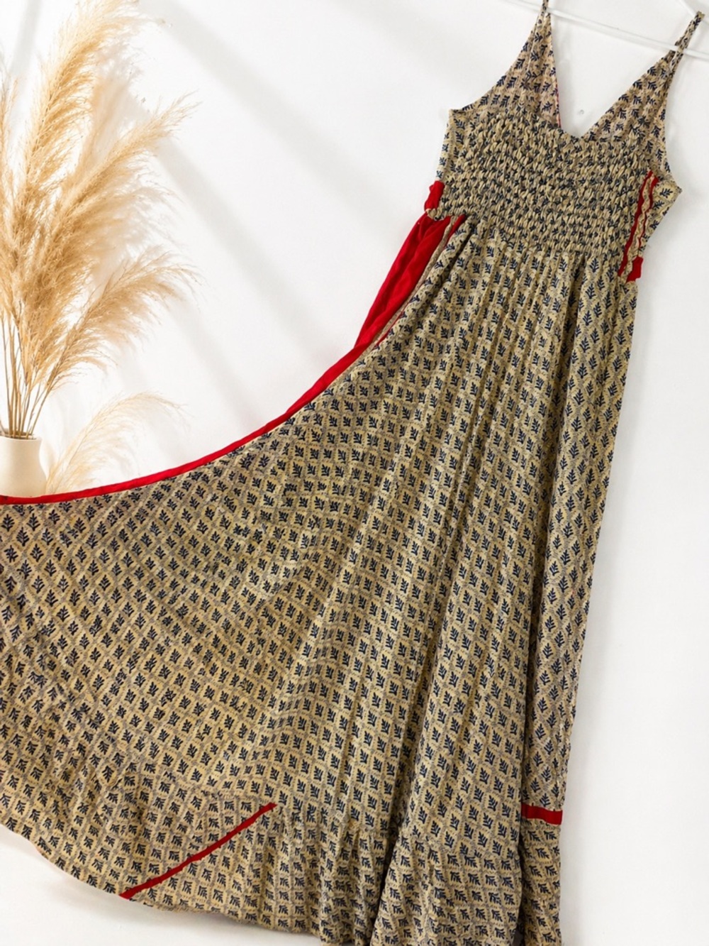 Celina Bohemian V-Neck Maxi Dress with Red Trim - Picture 3 of 7